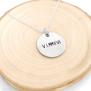 Roman Numerals Necklace • Custom Valentine's Day Necklace • Valentine's Day • Roman Numeral Disc Necklace • Valentine's Day Gifts