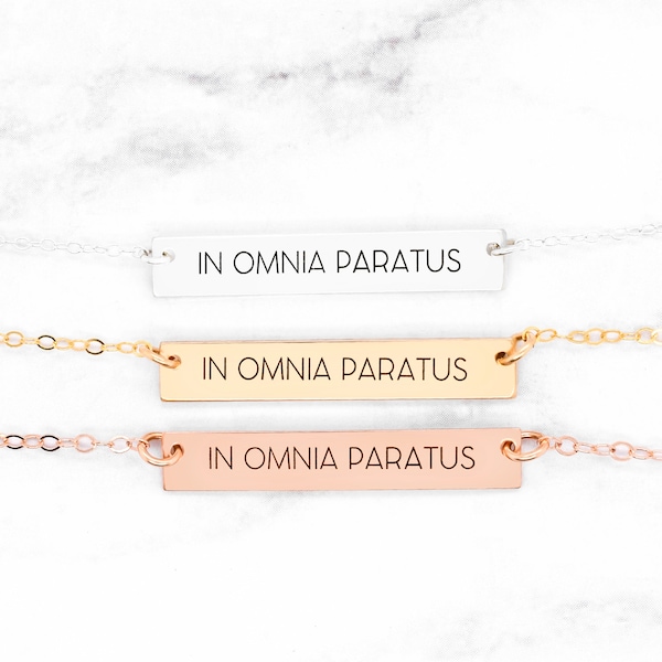 In Omnia Paratus Necklace, Ready For Anything, In Omnia Paratus Jewelry, Gold Necklace