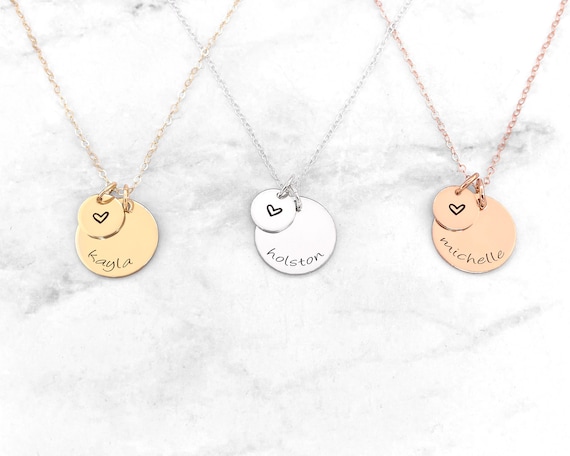 Personalized Initial Necklace Custom Date Necklace Sterling Silver Personalized Jewelry Name Necklace Disc Necklace Etsy