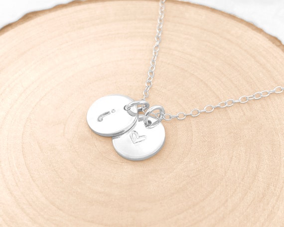 Initial disc shop necklace sterling silver