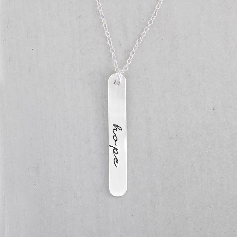 Hope Necklace Hope Pendant Charm Silver Mantra Necklace Etsy