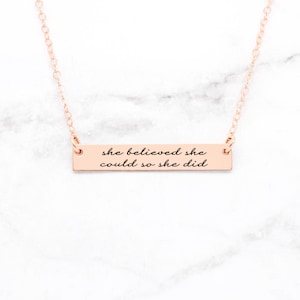 Gold She Believed She Could so She Did Necklace, Gold Quote Necklace ...
