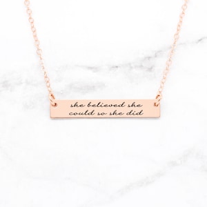 She Believed She Could So She Did Necklace, Quote Necklace, Strength Pendant, Motivational Jewelry, Mantra Charm image 3