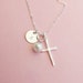 Confirmation Gift // Sterling Silver Cross Necklace with Personalized Initial Charm and Pearl - Hand Stamped Jewelry 