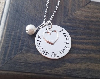 Always In My Heart Necklace: Sterling Silver, Freshwater Pearl, Sympathy Gift