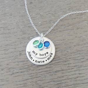 Mom of Boys Necklace / Personalized Family Necklace with Kids Names / Custom Necklace Hand Stamped with Kids Names image 3