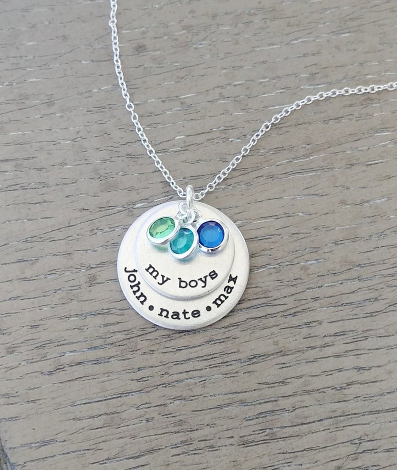 Mom of Boys Necklace / Personalized Family Necklace with Kids Names / Custom Necklace Hand Stamped with Kids Names image 3