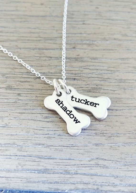 Dog bone necklace with best sale name