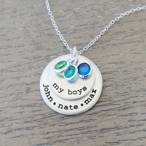 Mom of Boys Necklace / Personalized Family Necklace with Kids Names / Custom Necklace Hand Stamped with Kids Names image 2