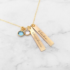 New Mom Necklace Birthstone Necklace Family Necklace Personalized Bar Necklace With Kids Names image 5