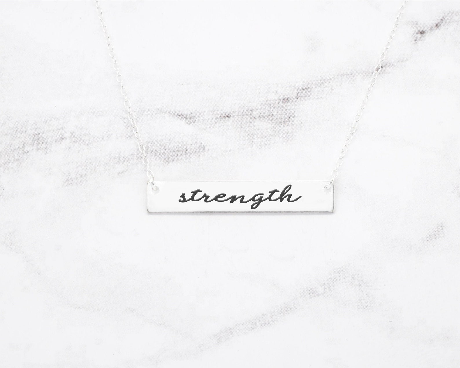 Gold Strength Necklace Gold Motivational Bar Necklace Gold Etsy