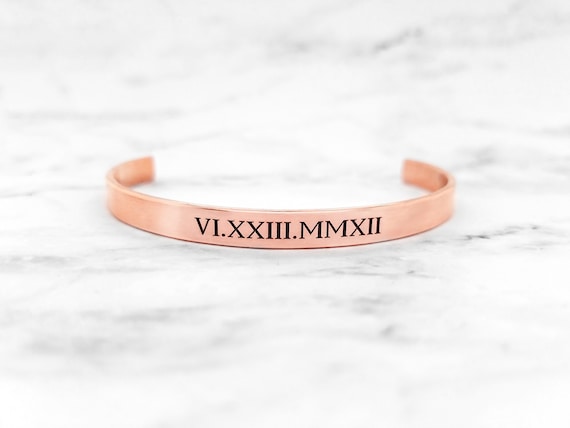 Roman Numeral Bracelet, Copper Anniversary Gift, Seventh Anniversary Gift, 7th Anniversary Gift