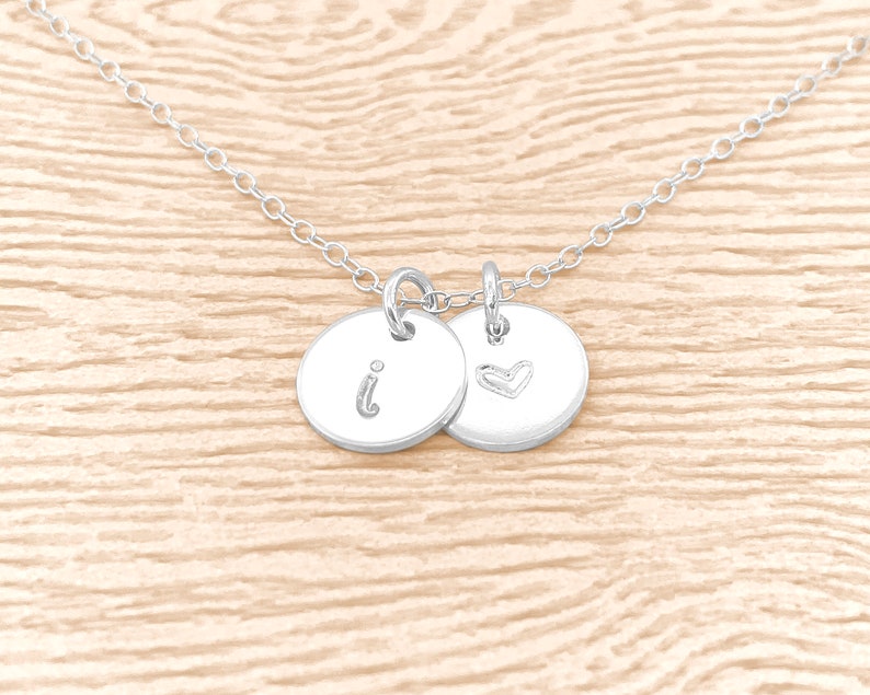 1 2 3 4 or 5 Initial Discs Sterling Silver Initial Necklace Rose Gold Initial Necklace Gold Initial Necklace image 4