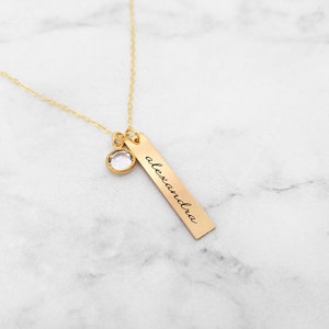 New Mom Necklace Birthstone Necklace Family Necklace Personalized Bar Necklace With Kids Names image 6