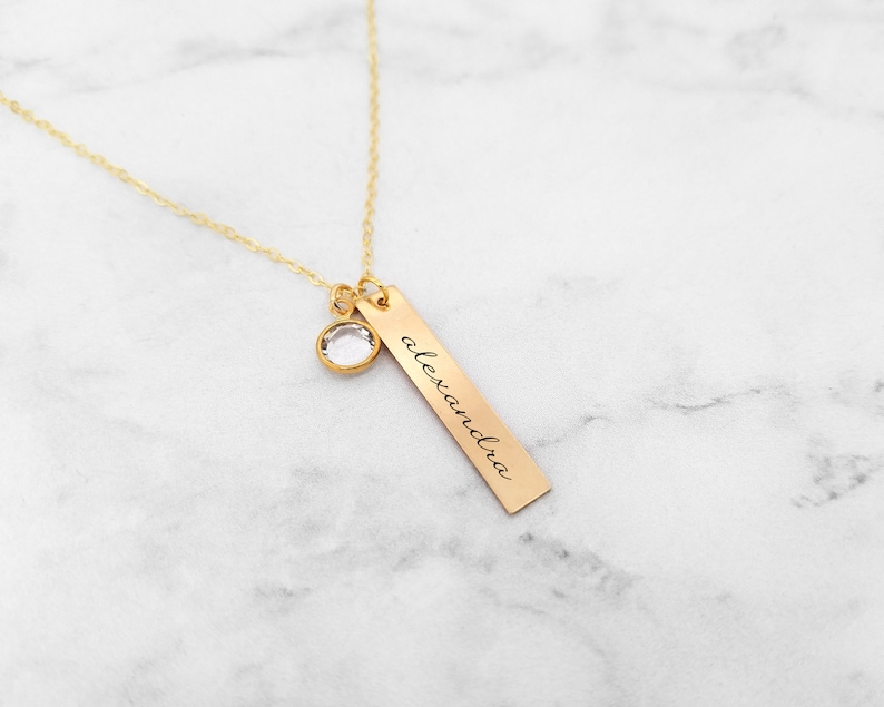 New Mom Necklace Birthstone Necklace Family Necklace Personalized Bar Necklace With Kids Names image 6