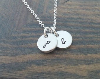 Personalized Necklace // Hand Stamped Jewelry // Initial Necklace // Initial Discs // Silver Initial Necklace // Monogram, Initials