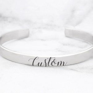 Custom Cuff Bracelet, Personalized Bracelet, Skinny Cuff, Personalized Gift
