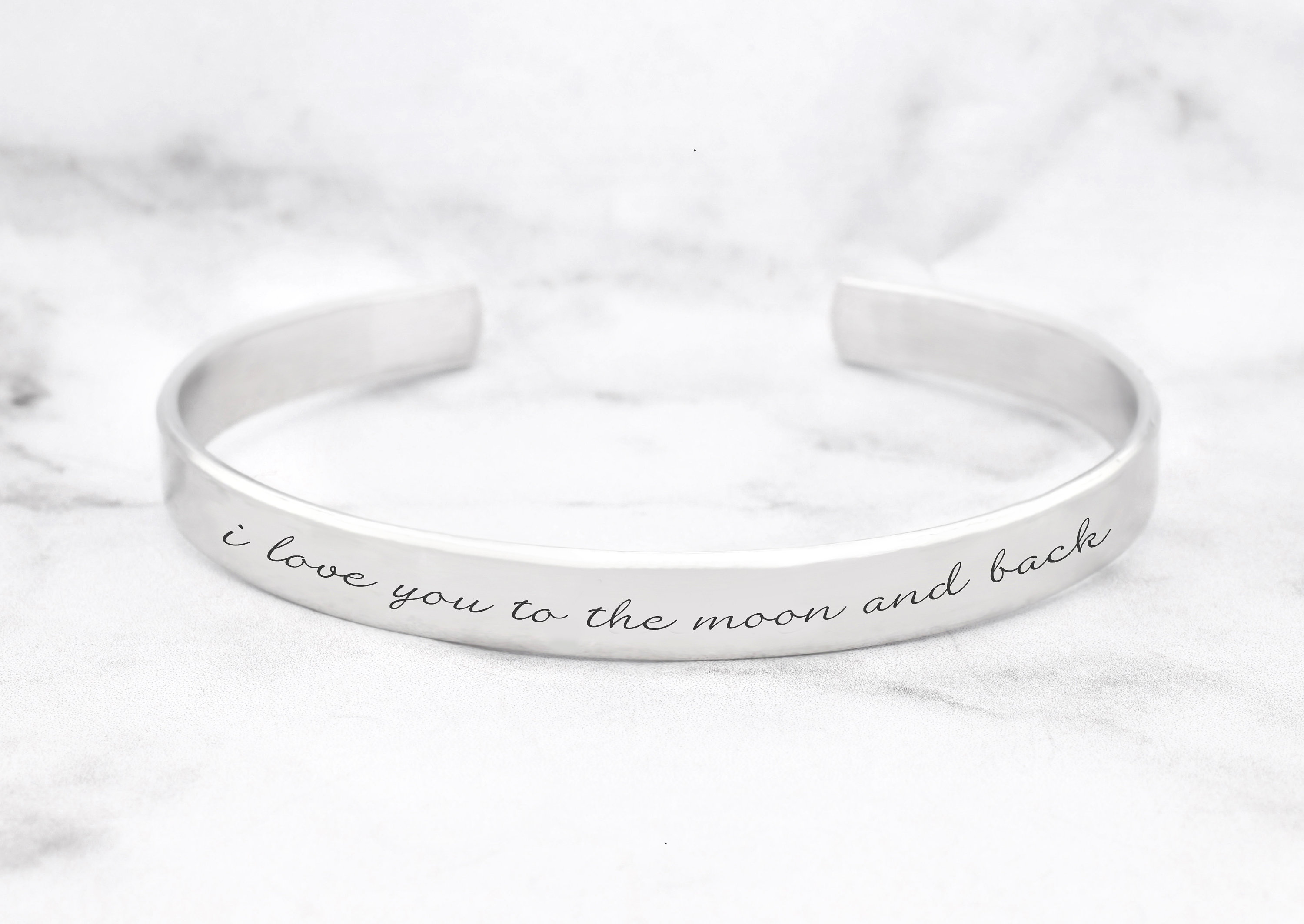 Engraved Cuff Bracelet with Love You to the Moon and Back Sterling Silver Engraved Cuff Bracelet with Love You to the Moon and Back Sterling Silver