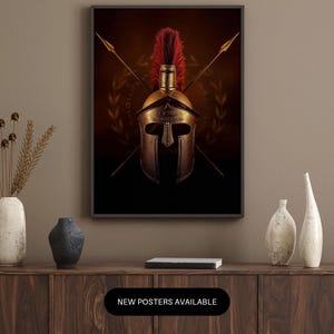 Roman Centurion Helmet Poster | Black & Gold Gladiator Wall Art | Luxury Roman Warrior Print