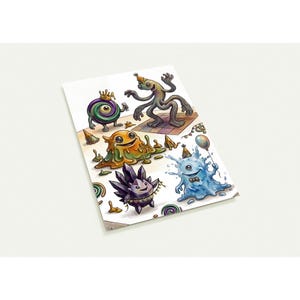 Cute Monster Art Cards Pack - 10 Silly Monster Note Cards - Personalized Stationery - Fun Kids Greeting Cards - Eco-Friendly Art Gift