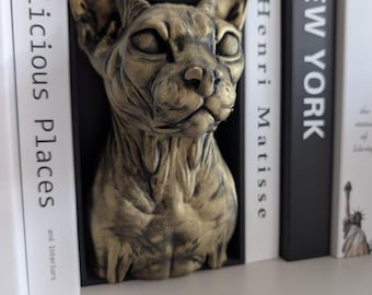 Sphinx Katze Unikat Handgemalt Buchregal Diorama: Geschenk für Katzenliebhaber, Bücherregal Dekoration - handbemalt - unikat