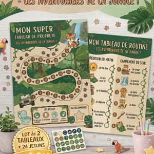 Jungle Kids Routine en Zindelijkheidstraining Pakket - Complete printbare set - Inclusief 24 tokens - Aanpasbaar