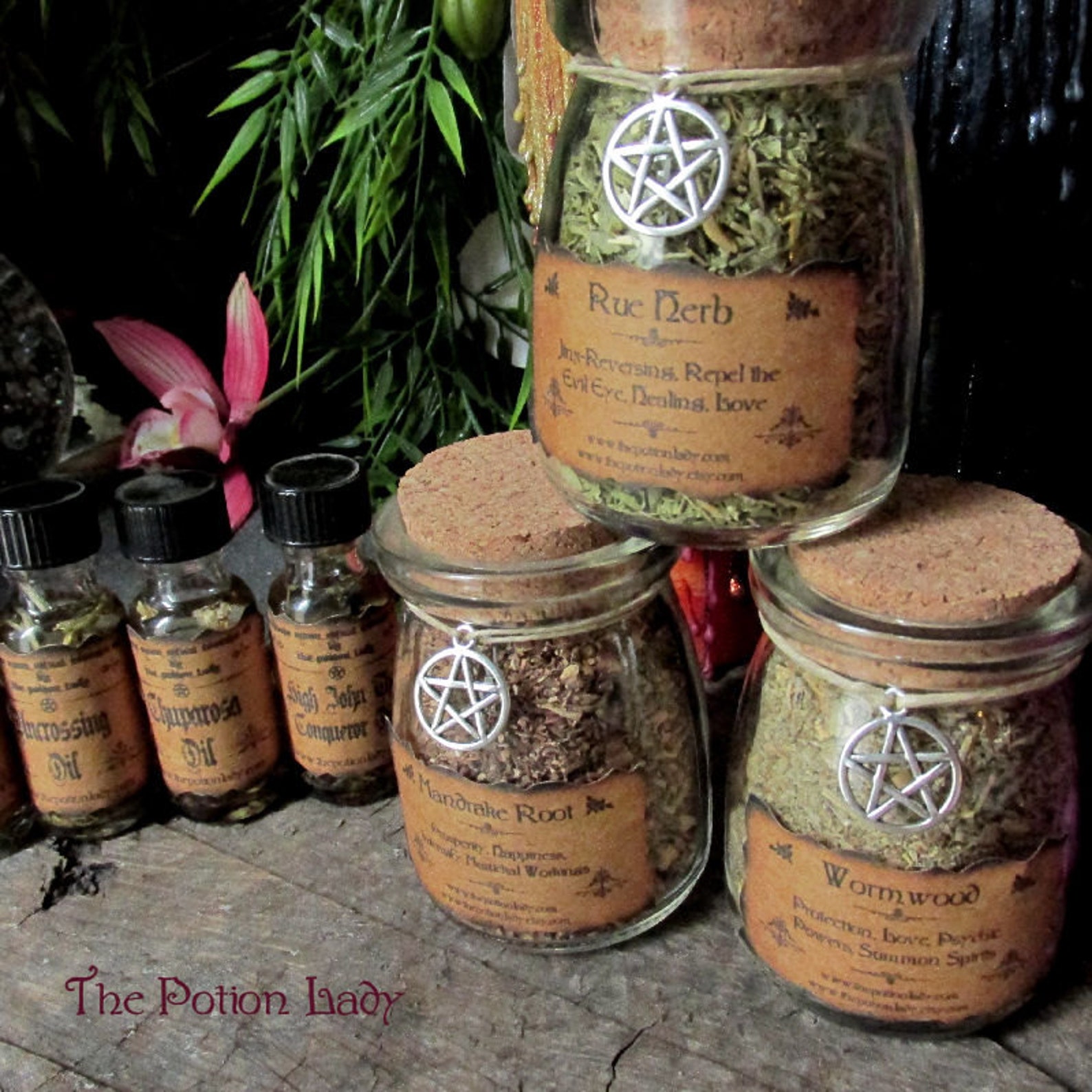 Set of Witch's Herbs Jars Sacred Herbs Wiccan Herb Jars | Etsy