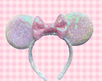Disney Sparkly Pink and White Doll Mouse Ears for 18 inch dolls
