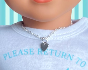 Collar de plata con forma de corazón para muñecas de 45 cm (18 pulgadas), inspirado en Tiffany's y diseñado para muñecas American Girl.