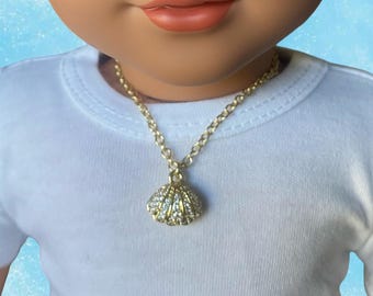 Collar inspirado en una sirena con perlas y conchas marinas para muñeca American Girl de 45 cm