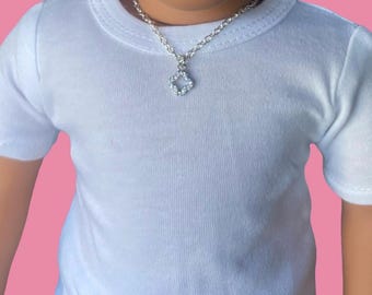 Collar de trébol plateado brillante para muñeca American Girl de 18 pulgadas