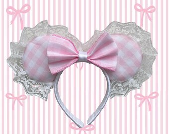 Disney Coquette Gingham 18 inch Doll Mouse Ears Headband