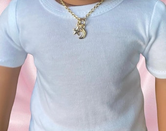 Collar de luna y estrellas doradas para muñecas de 45 cm (18 pulgadas), diseñado para muñecas American Girl.