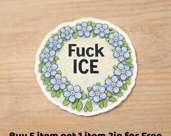 F*ck ICE Sticker, Bold Statement Sticker, Floral Design, Rebellious Vinyl Decal, Waterproof Sticker for Laptop, Water Bottle, Carv