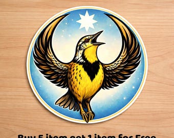 Rebel Bird Stickers, Western Meadowlark, Resistance Bird Vinyl Decal, Waterproof Protest Nature Sticker