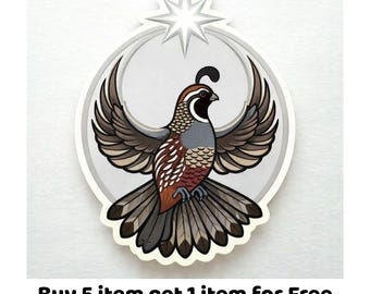 California Quail Resistance Sticker, Vigilance & Strength Symbol Vinyl Decal for Laptop, Water Bottle, Journal