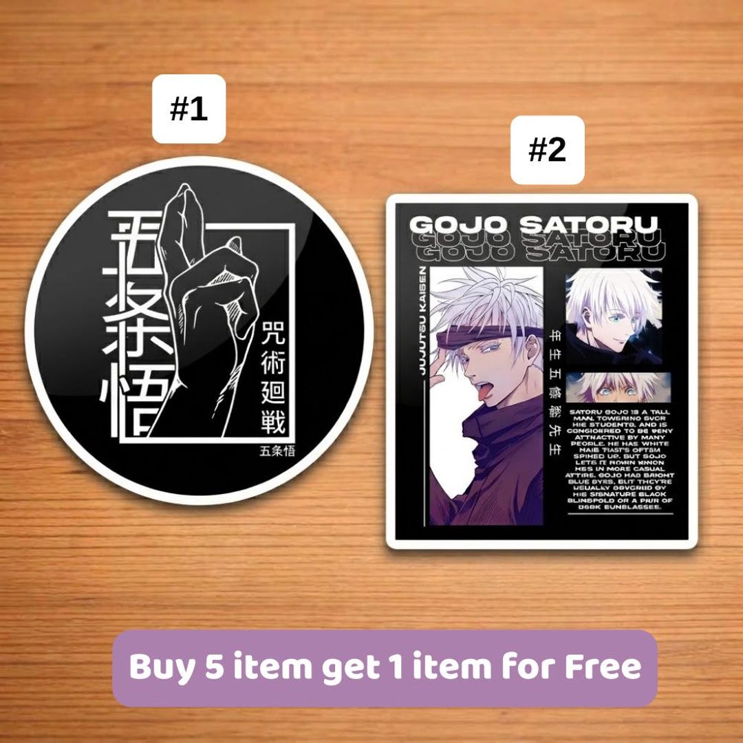 Gojo Satoru JJK 2-pack Sticker Set, Jujutsu Kaisen Anime Decal ...