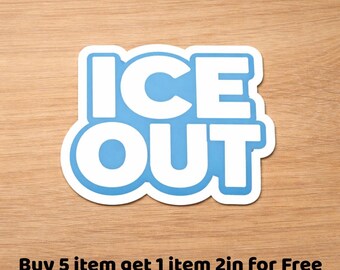 Ice Out Sticker, Bold Vinyl Decal, Minimalist Sky Blue Design, Waterproof Sticker for Laptop, Water Bottle, Car