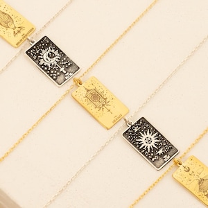 Personalized Tarot Card Necklace | Engraved 14K Gold Pendant