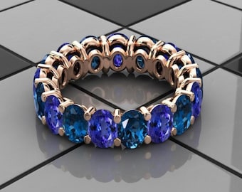 Tanzanite Eternity Band: London Blue Topaz, 925 Silver Ring