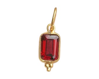 Handmade 18k Gold Fill Garnet Charm: Dainty Gemstone Pendant For Jewelry Making