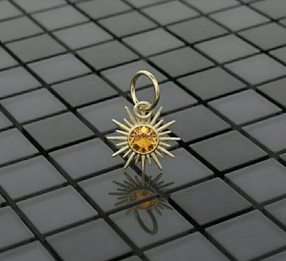 14k Yellow Gold Citrine Sun Pendant Necklace • Handmade Self-Expression Jewelry
