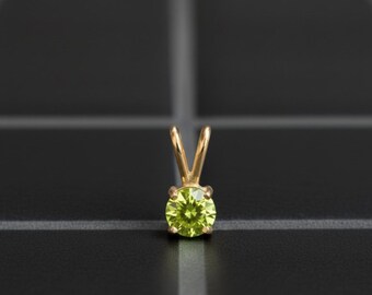 Handmade 14k Solid Gold Peridot Charm, AA Grade