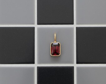 Handmade AA Garnet 14k Solid Gold Charm Pendant