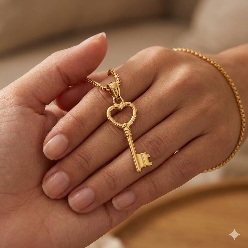 Heart Key Pendant - Etsy