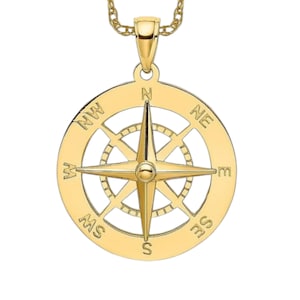 14k Gold Fill Compass Necklace: Dainty Nautical Pendant