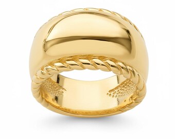 925 sterlingzilveren vulling gedraaide dikke koepel gestapelde geweven kriskras band statement ring