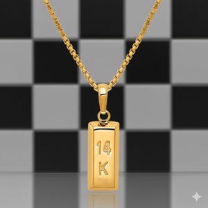 14k Gelbgold Bar Anhänger: Sterlingsilber Unisex Halskette