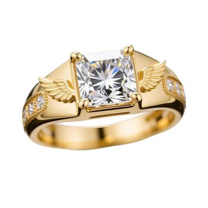Bague pour homme ottomane faite main : ailes de zirconium, argent sterling 925 carats