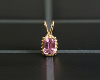 Handmade 14k Yellow Gold Pink Tourmaline Pendant, October Birthstone